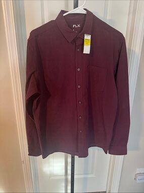 FLX Men’s Long-Sleeve Dress Shirt — Burgundy